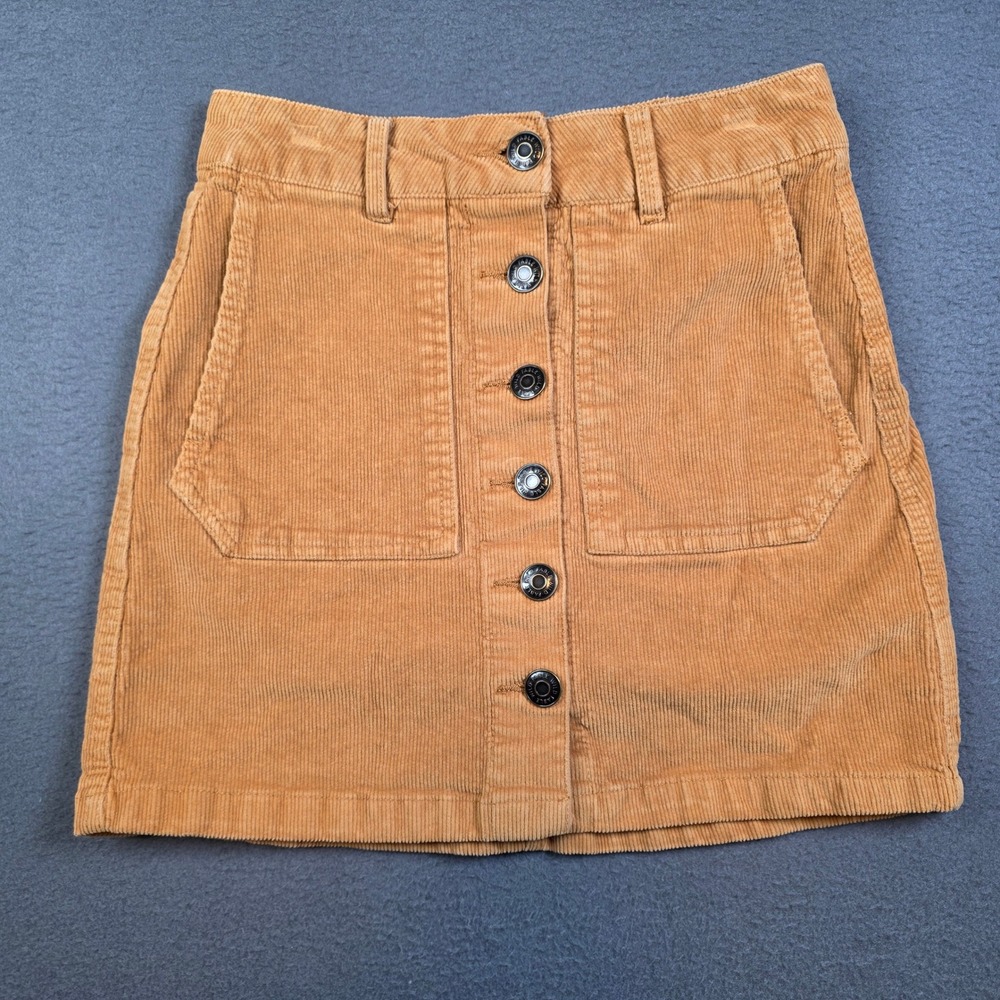 Wild Fable Corduroy Mini Skirt Womens 0 Brown Button Y2K Preppy Academia